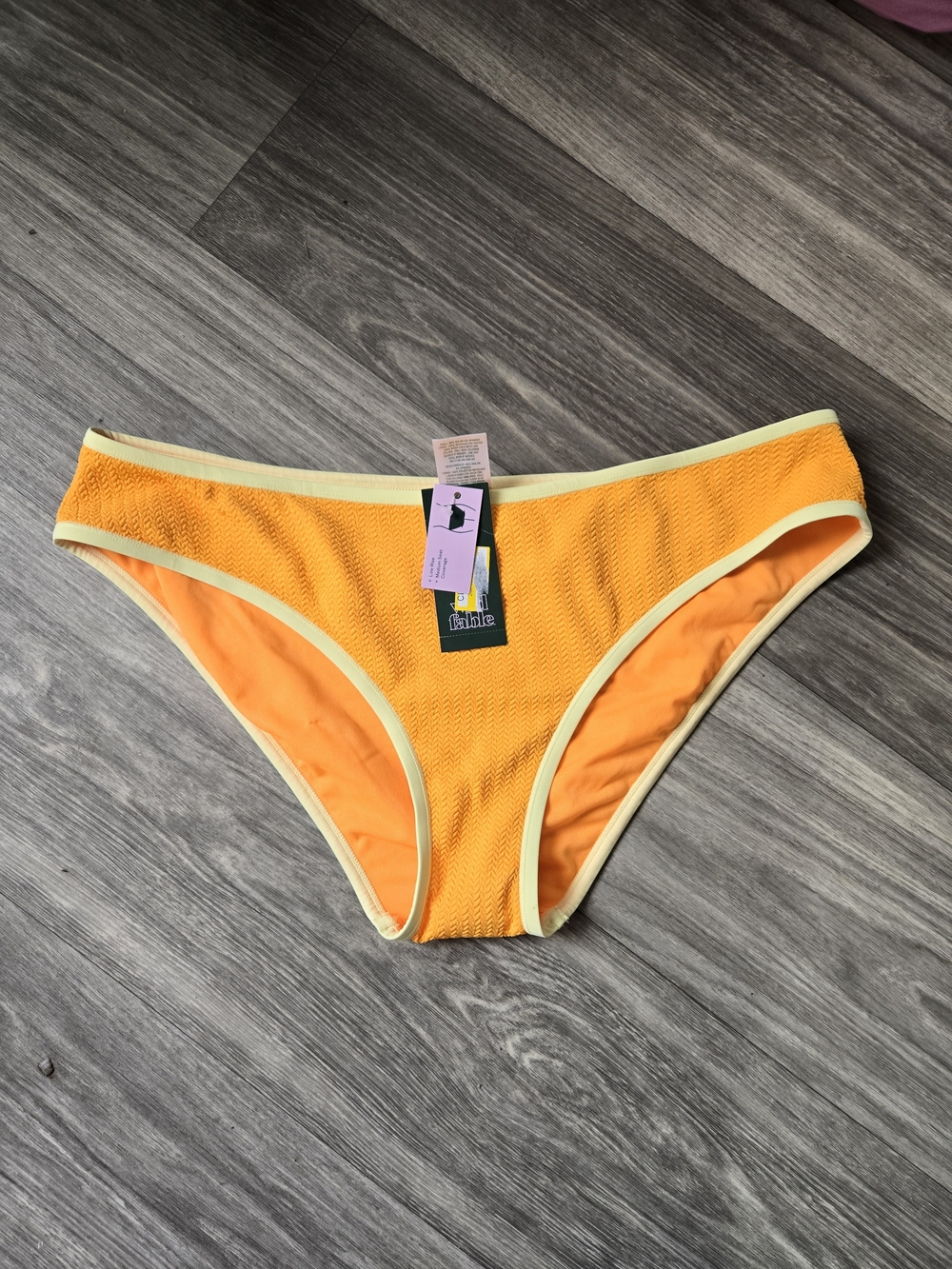 Wild Fable Textured Orange Bikini Bottom with Pale Yellow Trim Size XL